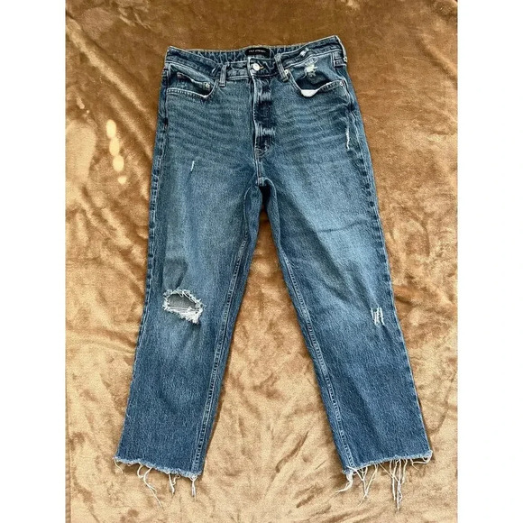 Free Assembly Distressed Super High Rise Straight Jeans Women’s Size 12 - Picture 1 of 8